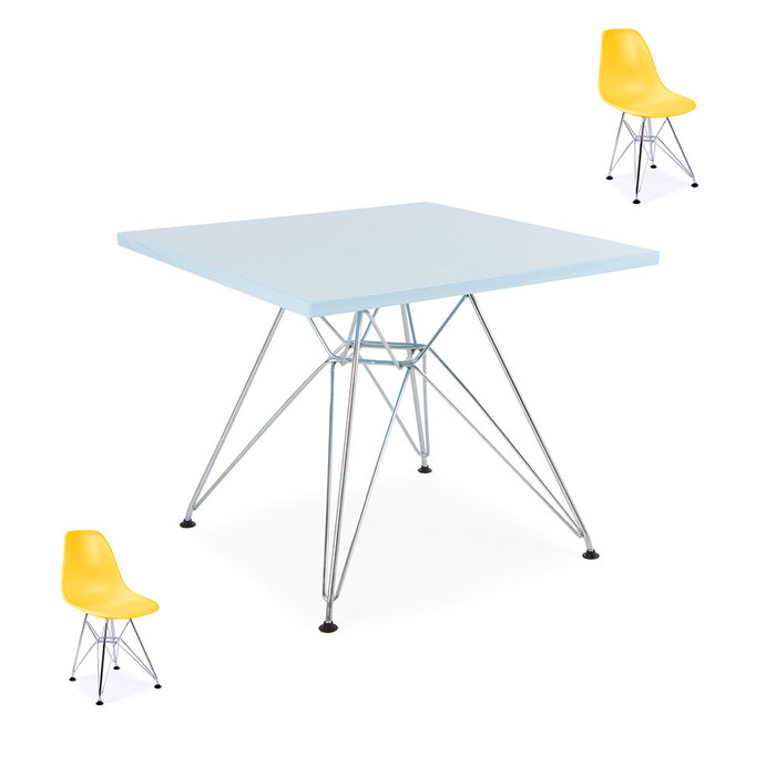 XS - Set Kids Eames Blue Table & 2 DSR Chairs Multiple Colours - RRP £99.99