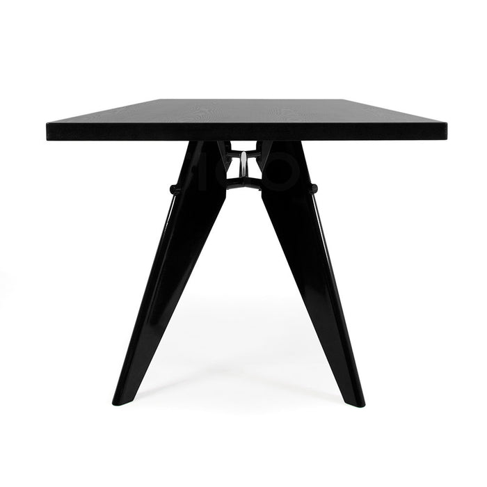 Set - Black Rectangular Prouve Table & 6 DSW Chairs