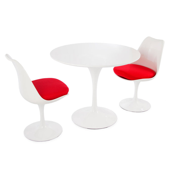 Set - 90cm White Round Tulip Table & 2 Chairs