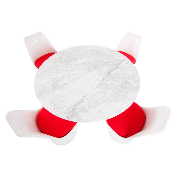Set - 120cm Marble Round Tulip Table & 4 Chairs