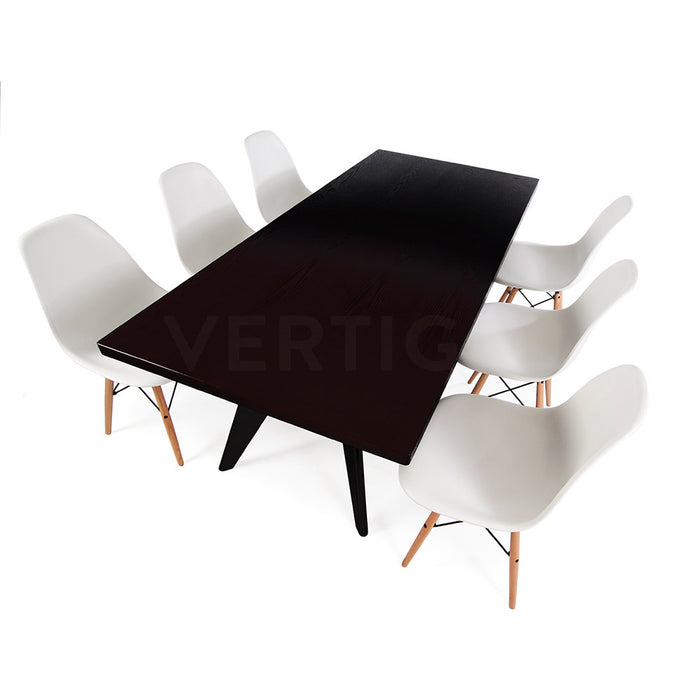 Set - Black Large Prouve Table & 6 DSW Chairs