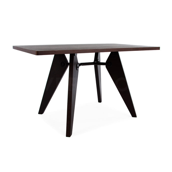 Set - Dark Rectangular Prouve Table & 6 DSW Chairs