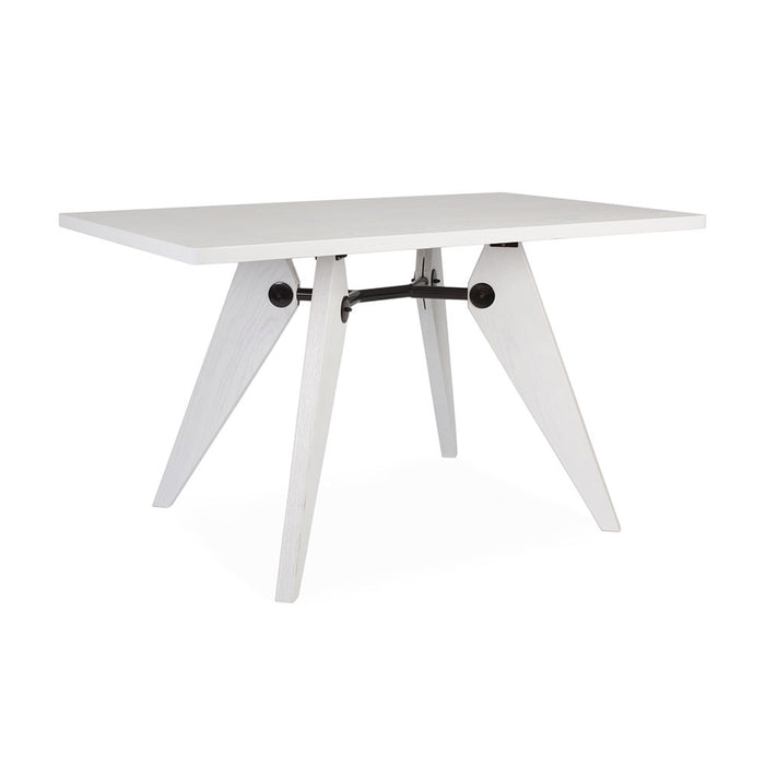 Set - White Rectangular Prouve Table & 6 DSW Chairs