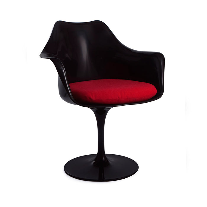 EXPO - Black Tulip Arm Chair with Red Cushions - Swivel - RRP 129.99