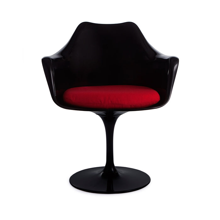 EXPO - Black Tulip Arm Chair with Red Cushions - Swivel - RRP 129.99