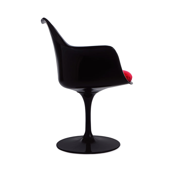 EXPO - Black Tulip Arm Chair with Red Cushions - Swivel - RRP 129.99