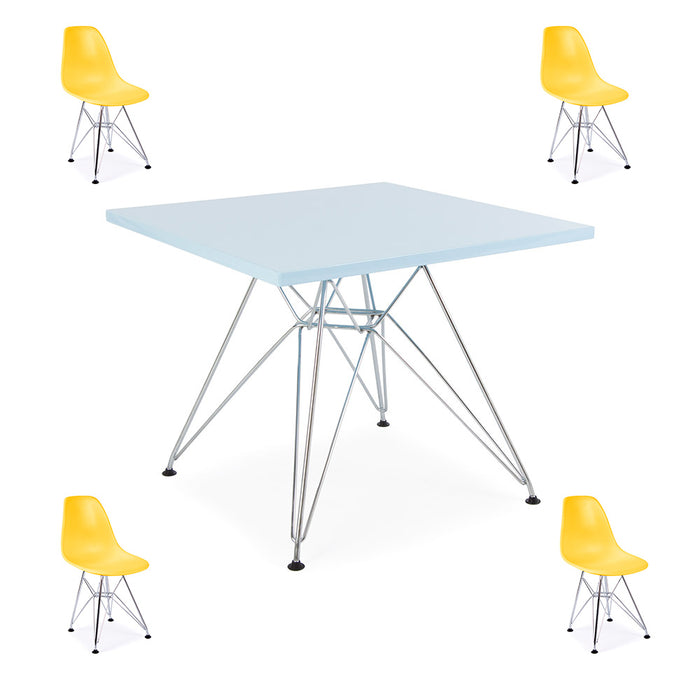XS - Set Kids Eames Blue Table & 4 DSR Chairs Multiple Colours - RRP £129.99