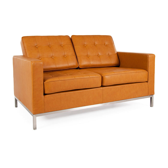 Florence Knoll Leather 2 Seat Sofa