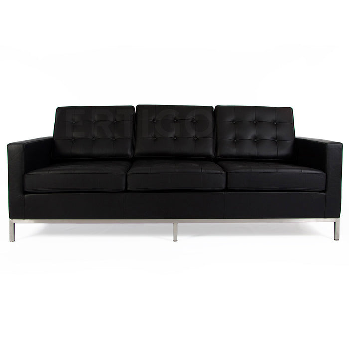 Florence Knoll Leather 3 Seat Sofa