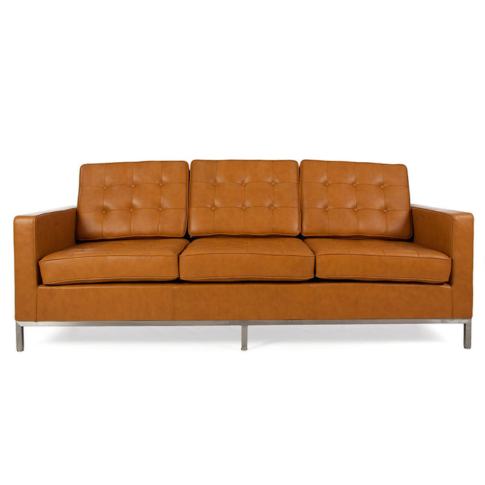 Florence Knoll Leather 3 Seat Sofa