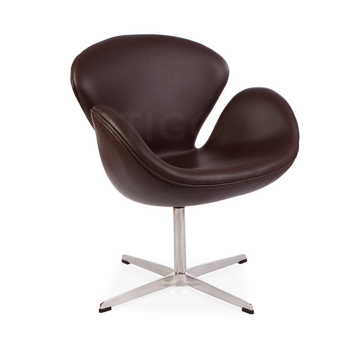 Leather Jacobsen Style Swan Chair