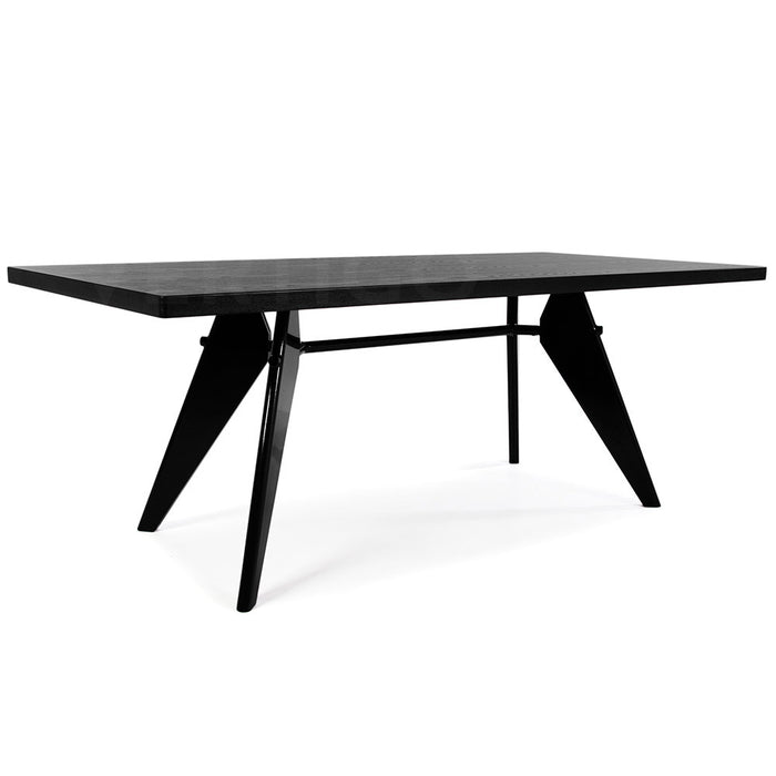 Set - Black Rectangular Prouve Table & 6 DSW Chairs