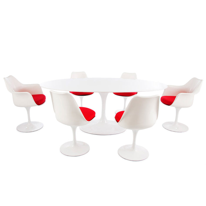 Set - 170cm White Oval Tulip Style Table & 4 + 2 Chairs