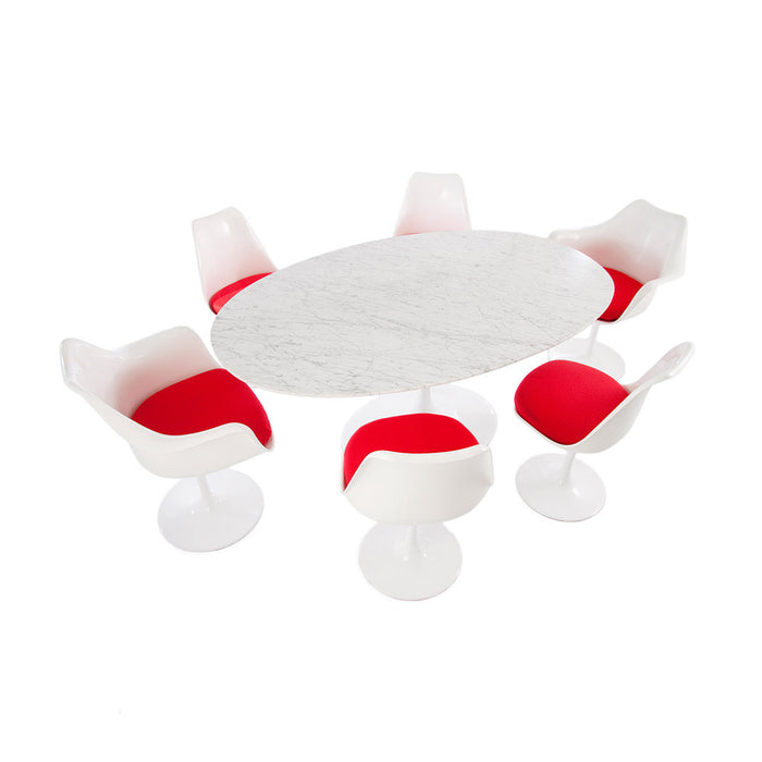 Set - 170cm White Oval Tulip Style Table & 4 + 2 Chairs