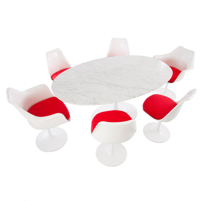 Set - 170cm Marble Oval Tulip Style Table & 4 + 2 Chairs