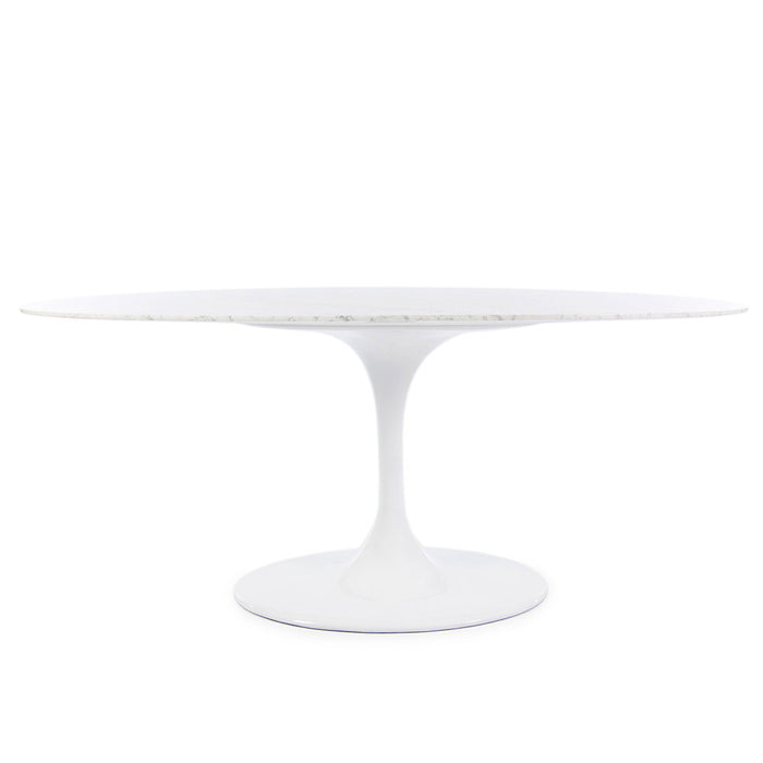 Set - 198cm Marble Oval Tulip Style Table & 4 + 2 Chairs