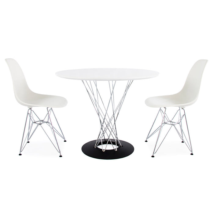 Set - 90cm Cyclone Table & 2 DSR Side Chairs