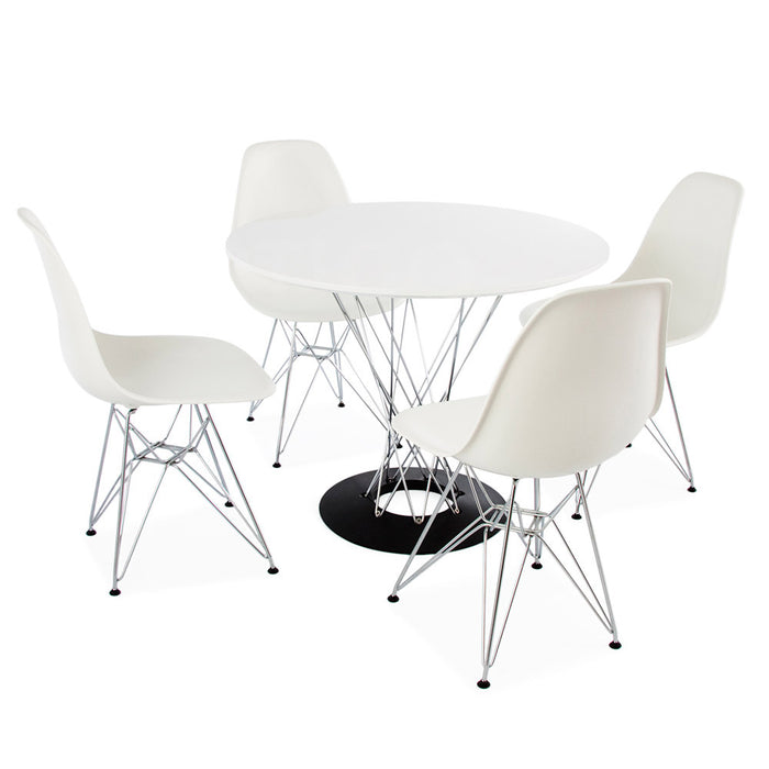 Set - 90cm Cyclone Table & 4 DSR Side Chairs
