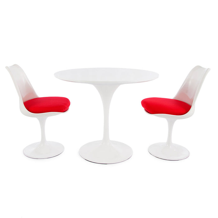 Set - 90cm White Round Tulip Table & 2 Chairs