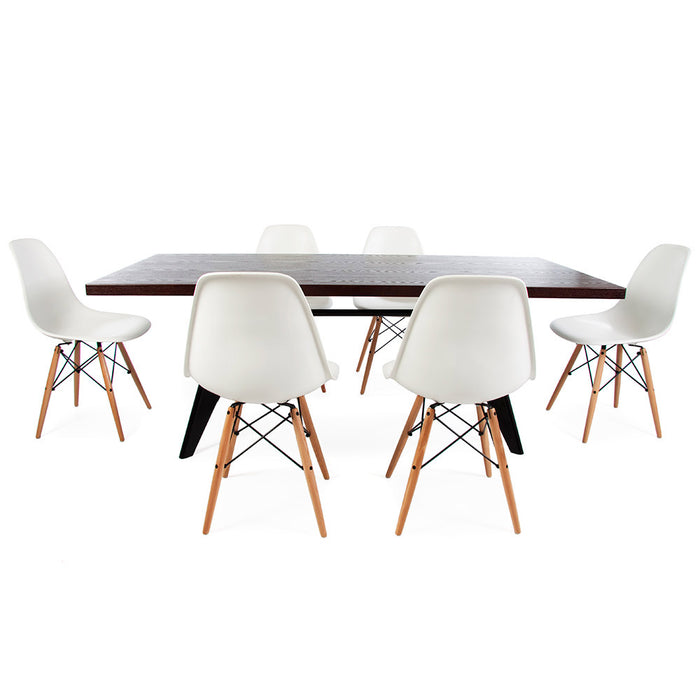 Set - Dark Large Prouve Table & 6 DSW Chairs