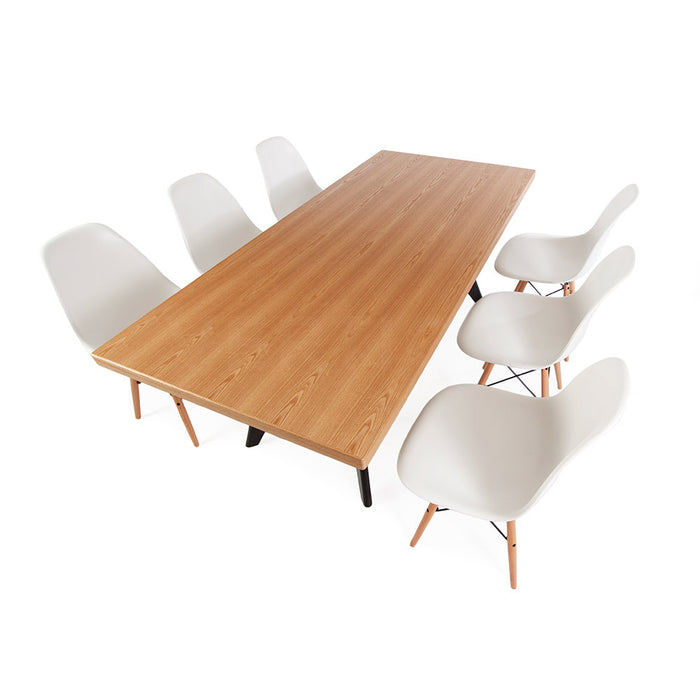 Set - Natural Large Prouve Table & 6 DSW Chairs