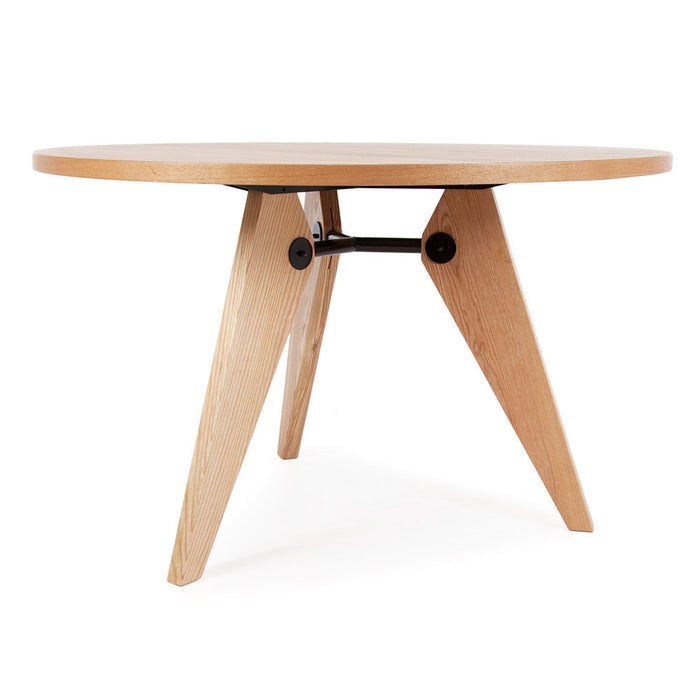 Set - Light Circular Prouve Table & 6 DSW Chairs
