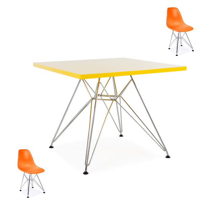 XS - Set Kids Eames Yellow Table & 2 DSR Chairs Multiple Colours - RRP £99.99